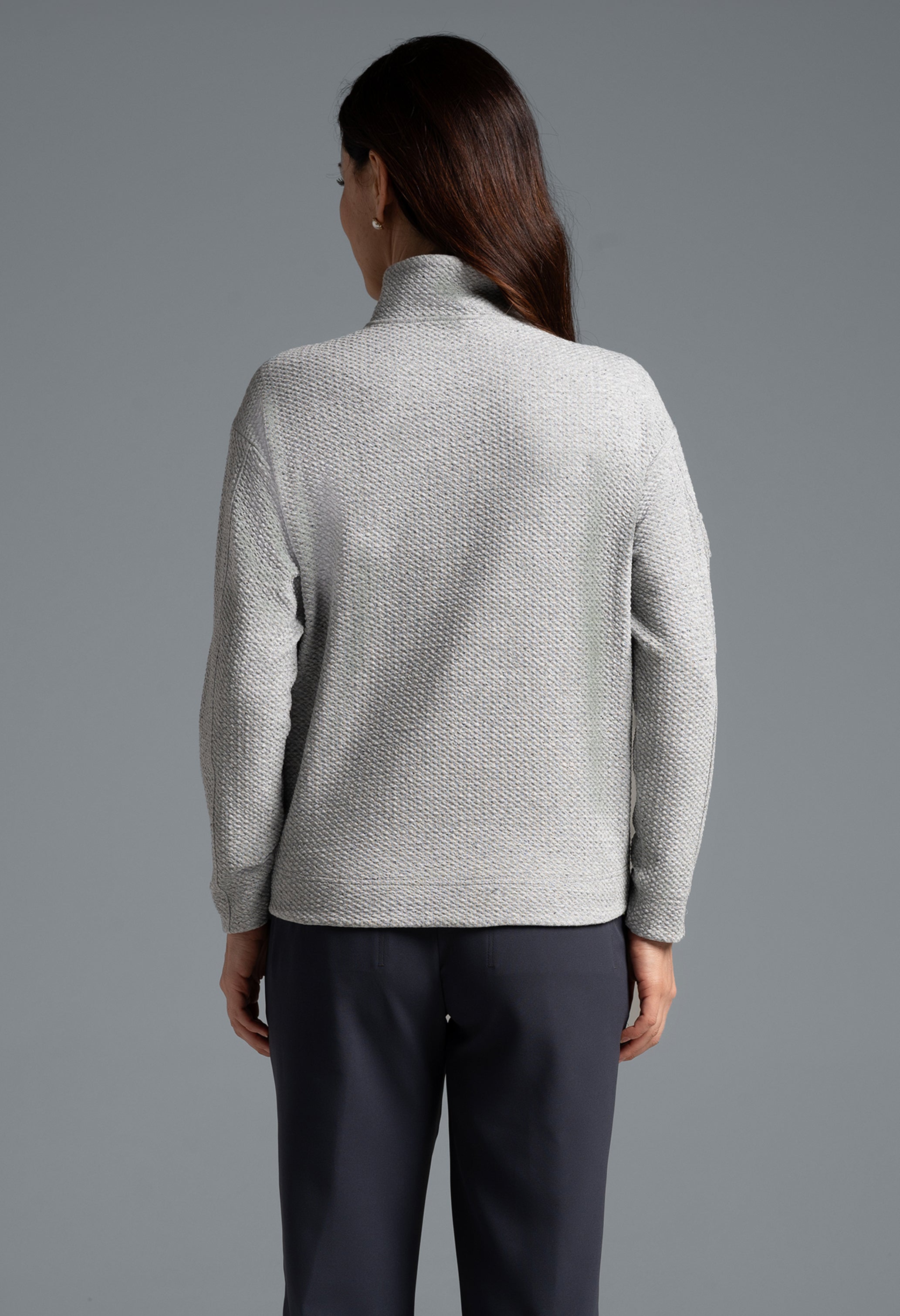 Solid Popcorn Stitch 1/4 Zip Pullover - 42000